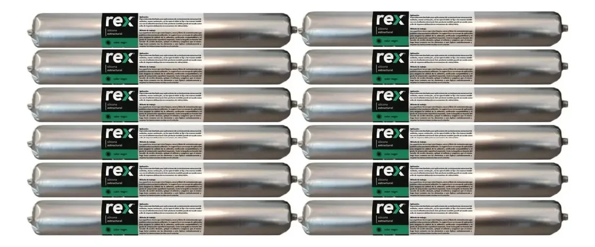 Pacote de 12 selantes estruturais pretos de silicone Rex 600ml/IMPERM