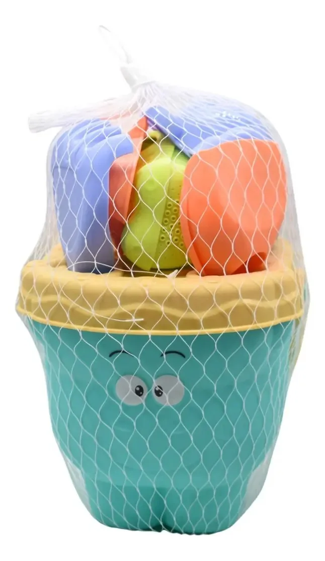Balde de acessórios com tampa de praia para crianças 16x17cm