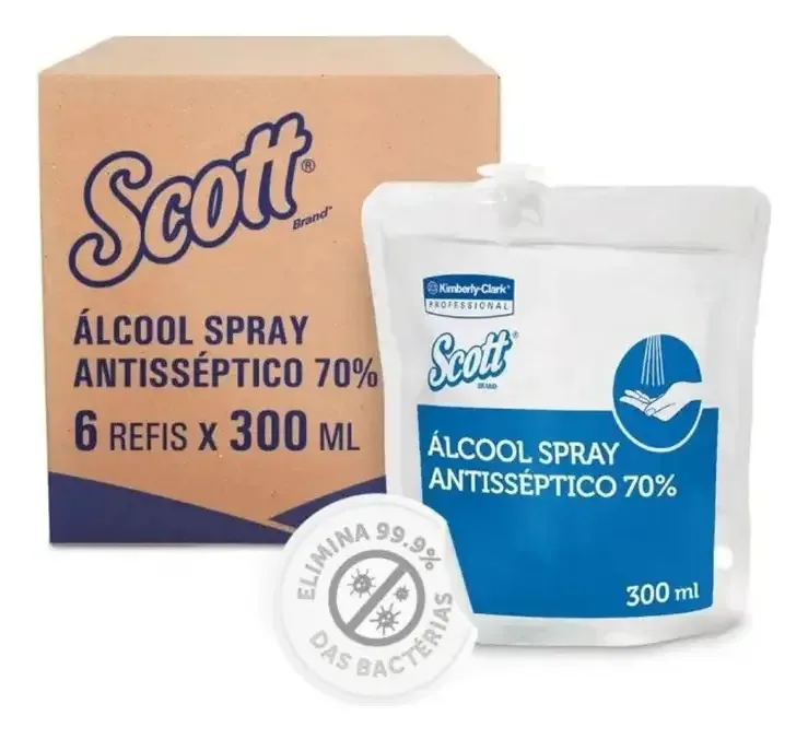 Caixa Com 6 Álcool Spray 300ml Antisséptico Scott