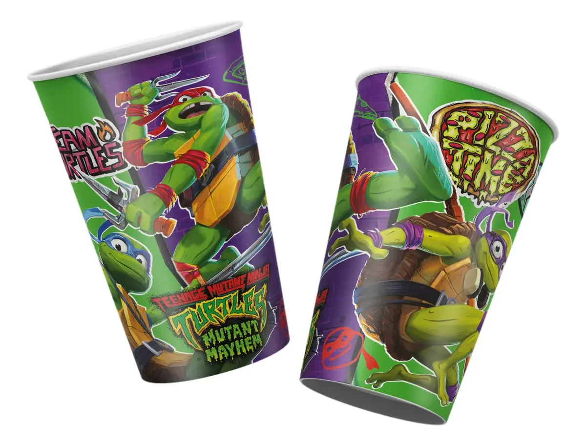 Copos Descartáveis Tartarugas Ninjas 180ml Festa Infantil FK 16 Unidades