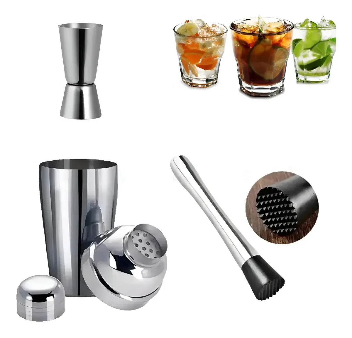 Coqueteleira Socado Dosador Inox 750ml Drinks Caipirinha