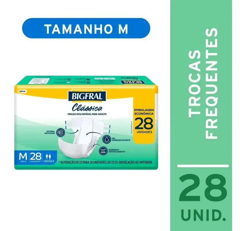 Fraldas para adultos Ontex Bigfral Clássica Médio x 1 u