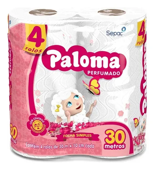 Papel Higiênico Folha Simples Perfumado 4 Rolos Paloma