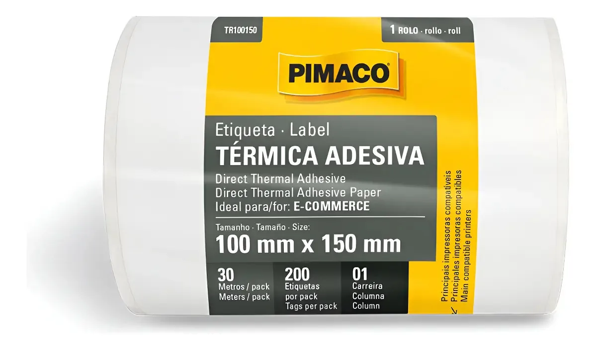 Etiqueta Adesiva Térmica 100x50 Com 200 Etiquetas - Pimaco