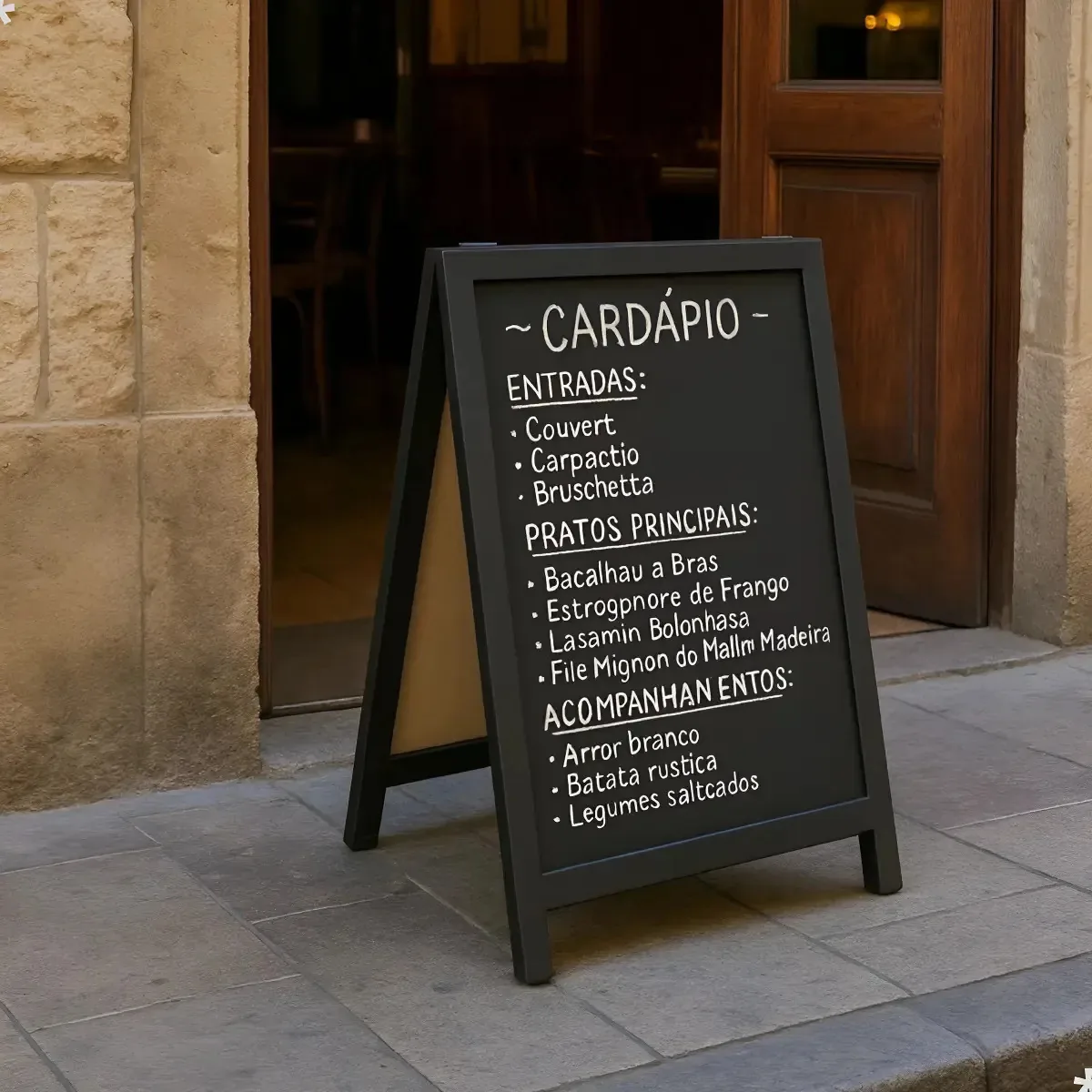 Cavalete Calçada Cardápio Lousa Duplo 70x50cm Quadro Negro Preto