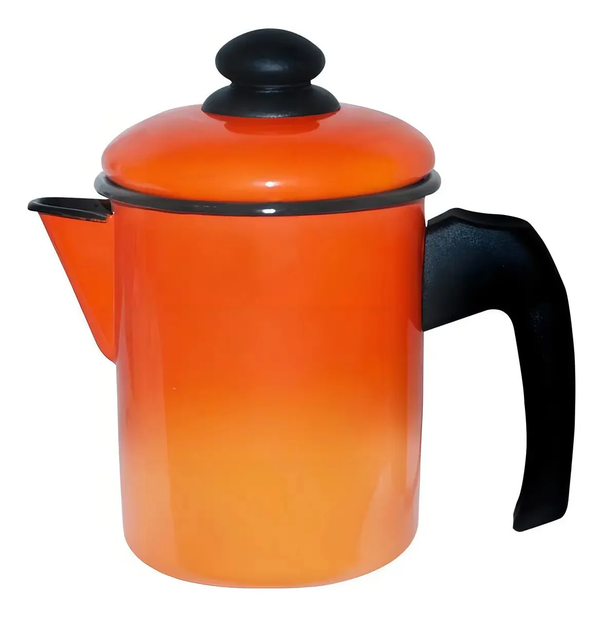 Leiteira Esmaltada Laranja 10/0,9l Com Tampa Ewel