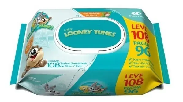 Toalhas umedecidas Looney Tunes Premium 108 u pacote x 1