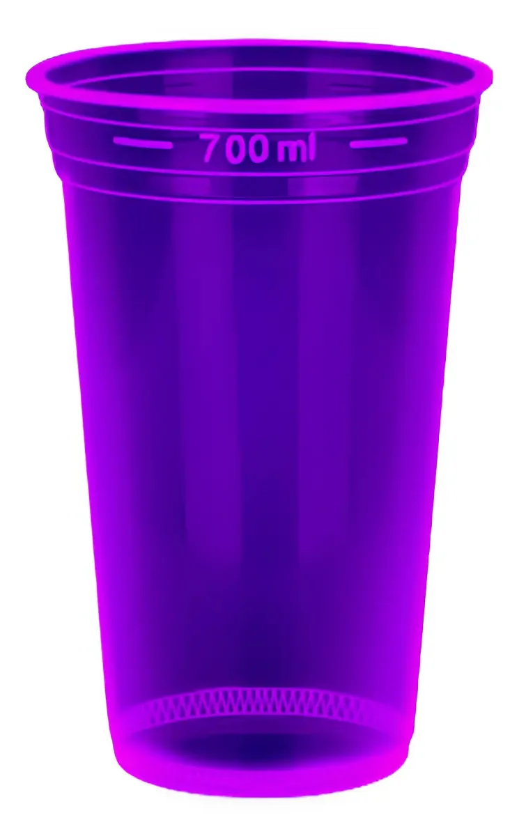 Copo Neon Copaza Roxo 770ml 50 Unidades Brilha Luz Negra Festa