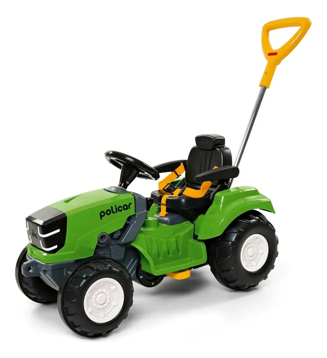Mini Veiculo Carrinho Pedal Politractor Verde C/ Empurrador Verde