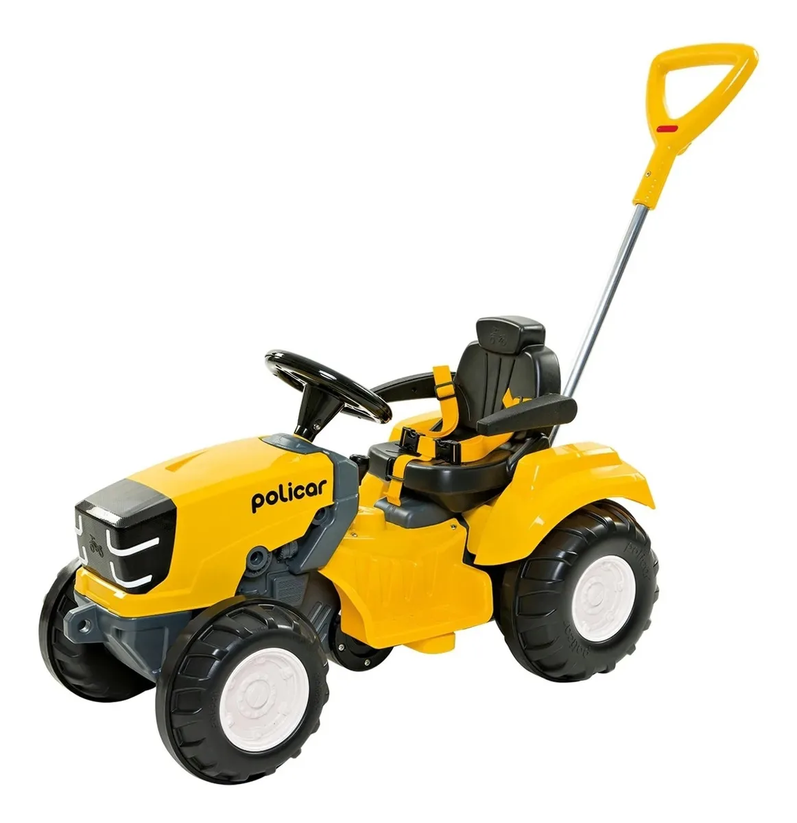 Mini Veiculo Carrinho Pedal Politractor Amarelo Empurrador Amarelo