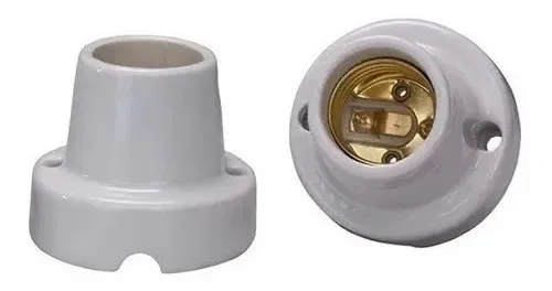 Kit de Soquetes E-27 de Porcelana para Teto Brancos (2 Unidades)