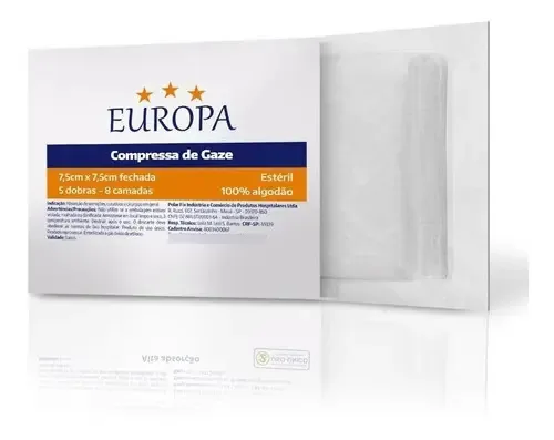 Compressa De Gaze Estéril Curativo Gase - 100 Pacotes