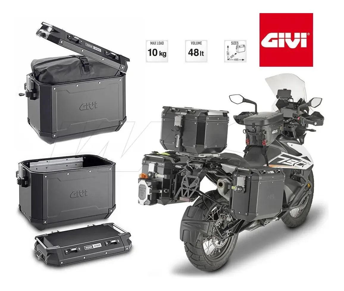 Baú Givi Trekker 48l Lateral Preto 2 Peças
