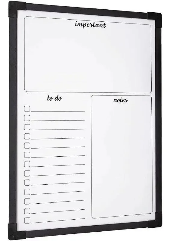 Quadro Branco Alumínio 90x60cm Planner Preta - Stalo