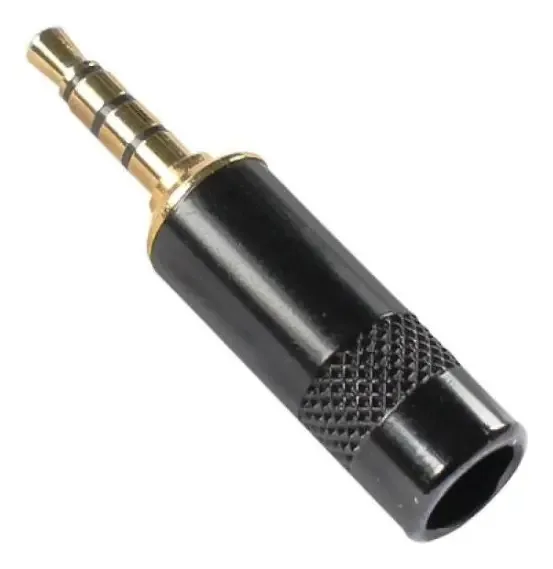 Conector P2 4 Pólos Datalink TRRS Preto Áudio e Vídeo