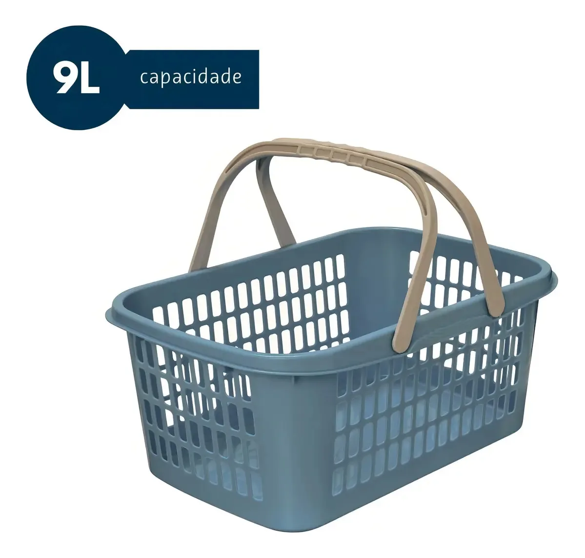 4 Cesto Cestinho Plástico 9l C/ Alça Resistente Compras Loja Cor Azul