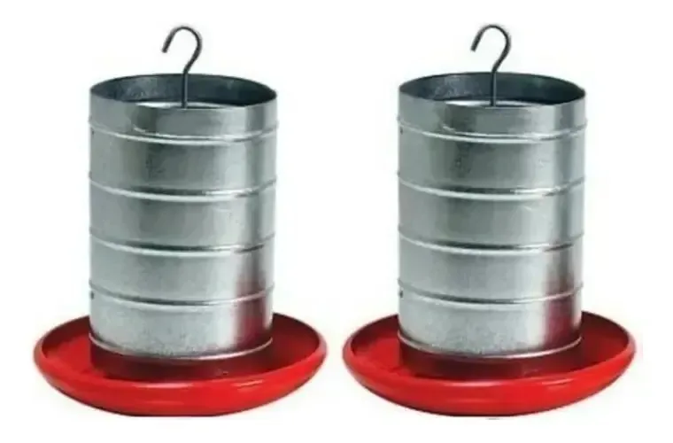 Kit 2 Comedouros Para Aves Chapa Galvanizada 15 Kg