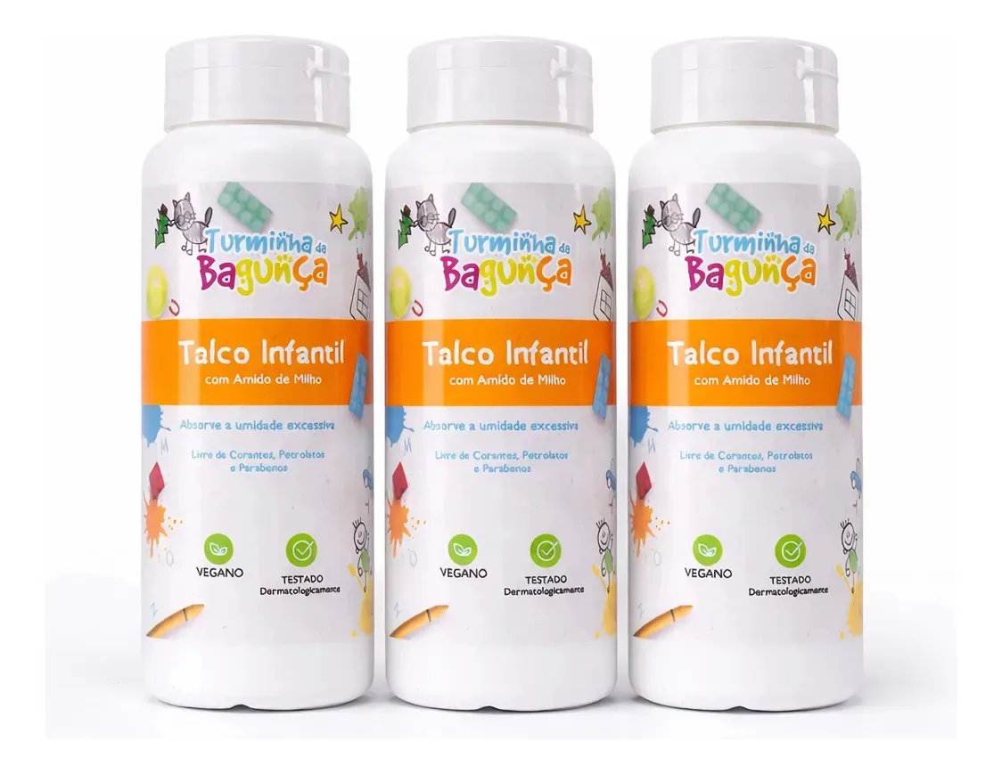 Talcos Infantil Turminha Da Bagunça 100 Gramas Kit Com 3 Un