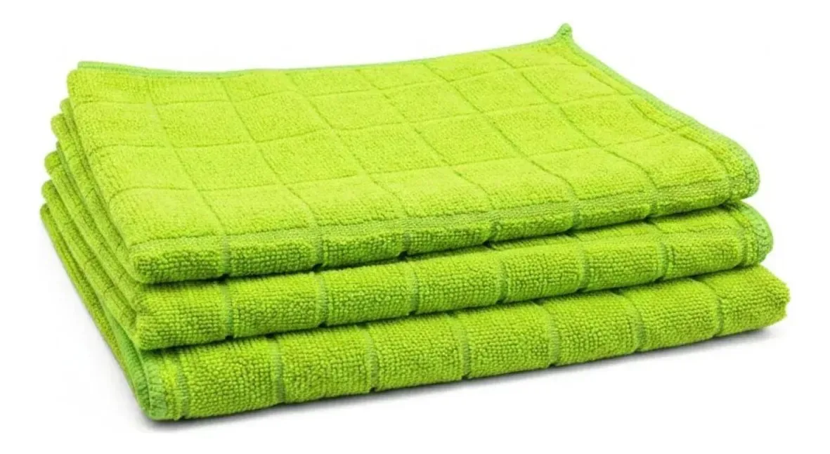 Kit 3 Panos Microfibra Perfect 50x70cm Verde