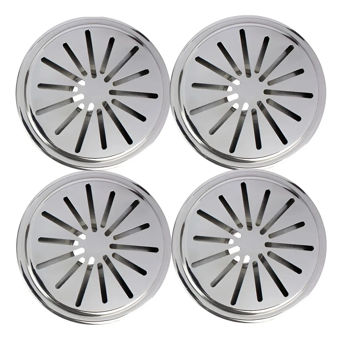 Kit 4 Ralos De Fundo Anti Turbilhão Inox P/ Piscina