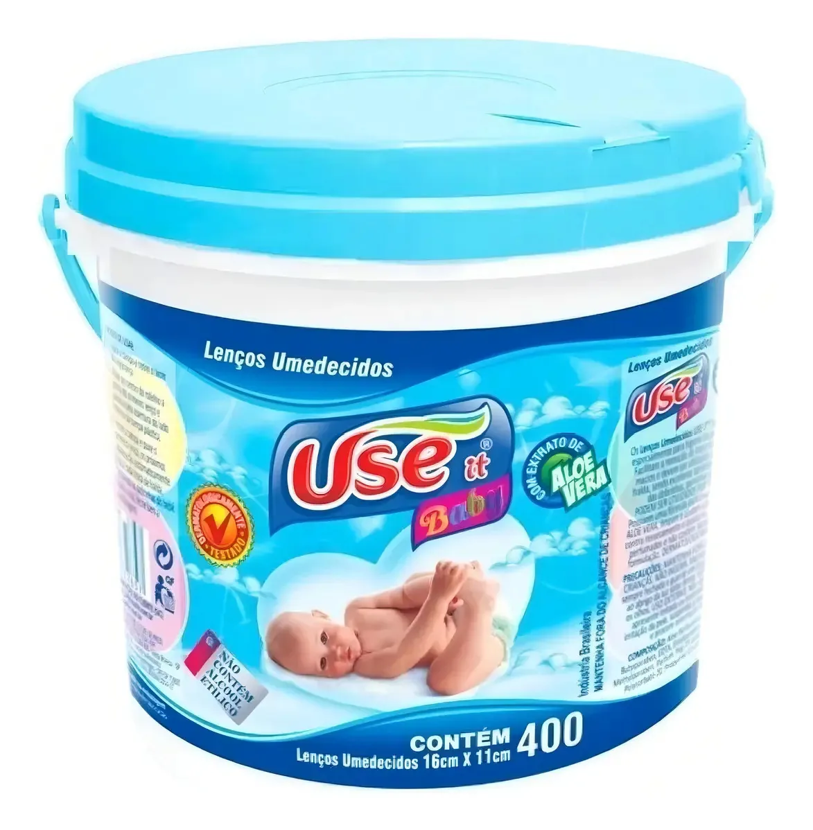 Kit Lenços Umedecidos Use It 6 Baldes 2400 Unidades Sem Álcool