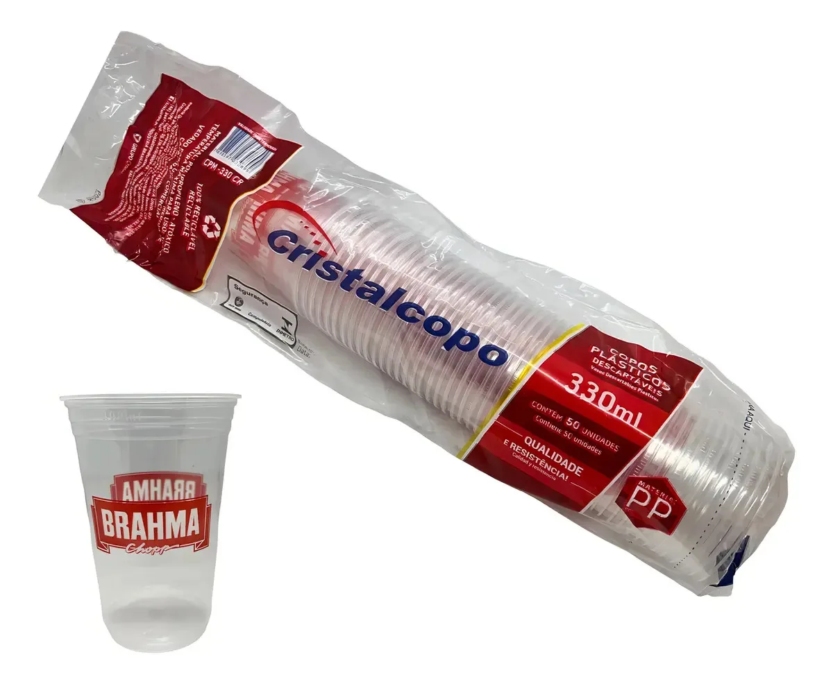 Copos Descartáveis Brahma Cristalcopo 330ml - 1000 Unidades Cor Transparente