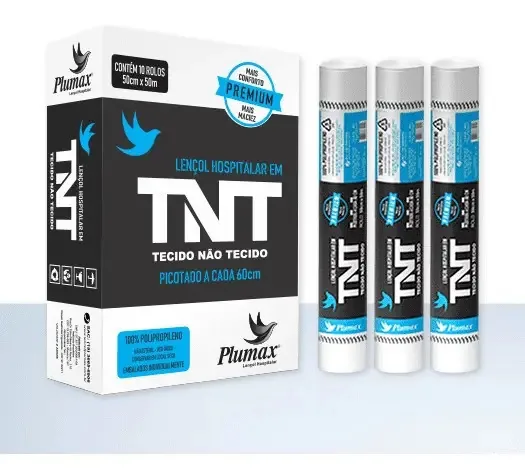 Lençol Maca Hospialar Em Tnt 50cmx50m Plumax 10 Rolos