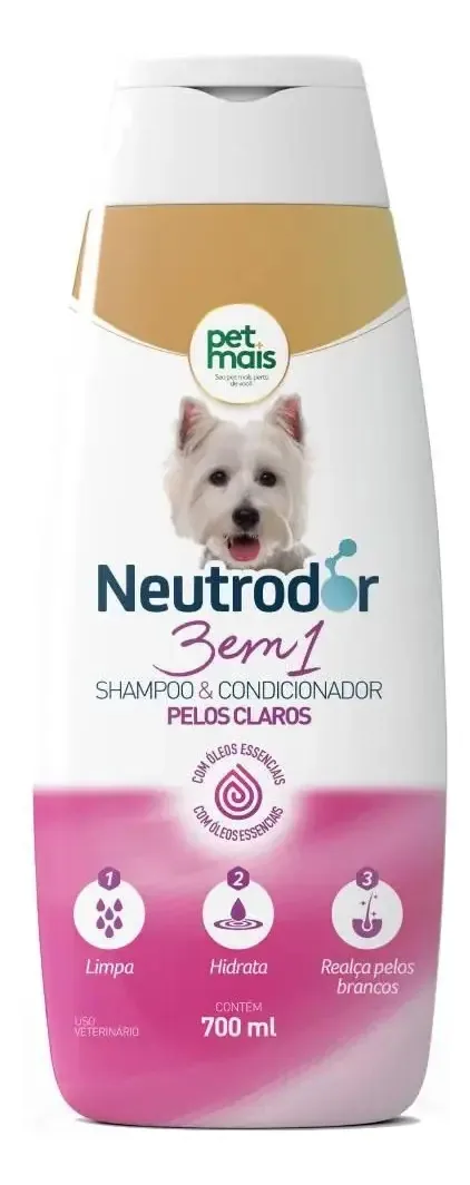 Shampoo Para Cães Pelos Claros 3em1 Neutrodor 700ml