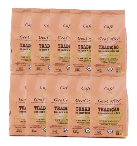Kit Com 10 Cafés Geocoffee Tradição Torrado E Moído 500 Gr
