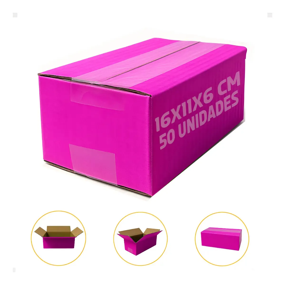 Kit 50 Caixas 16x11x6 - Coloridas Cor Rosa