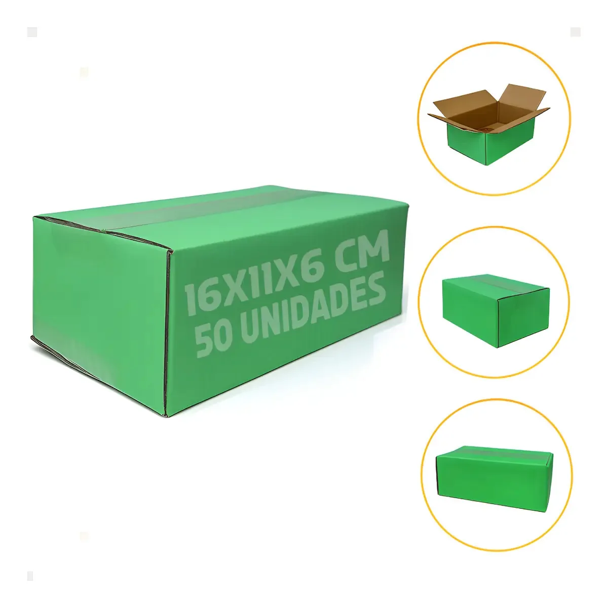 Kit 50 Caixas 16x11x6 - Coloridas Cor Verde-claro