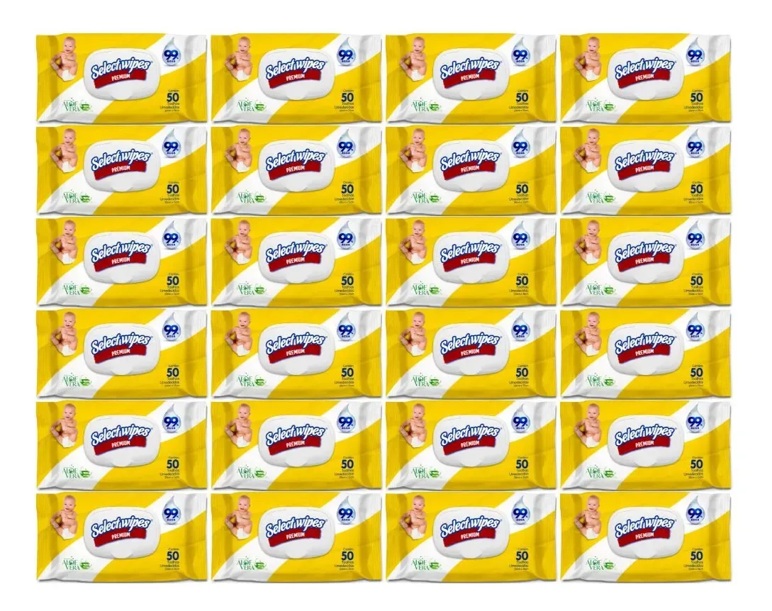 Kit 24 Lenços Umedecidos Select Wipes Premium Com 50un