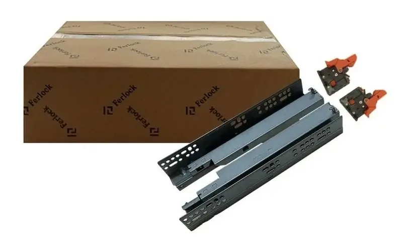Corrediça Invisível Amortecedor Ferlock 450mm Extração Total 10 Pares