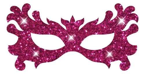 Decoração Carnaval Mascara Glitter Rosa21,5cm
