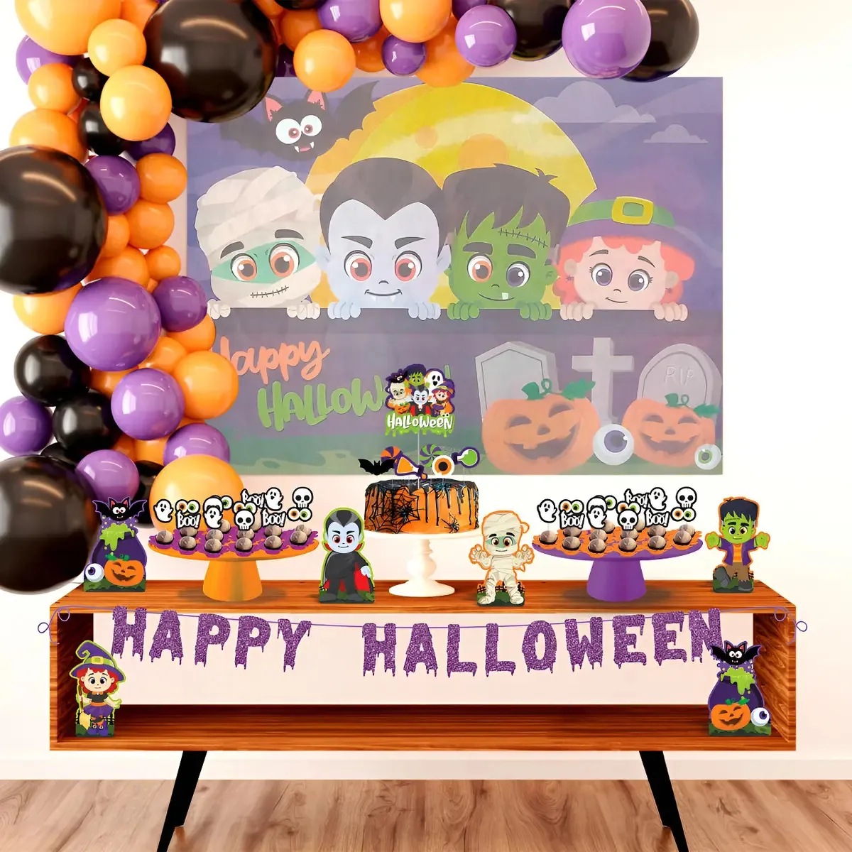 Kit Decoração de Festa Halloween Cute com 39 Peças