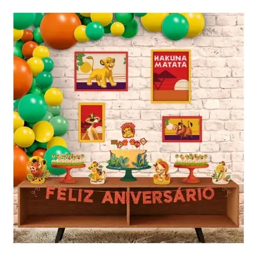 Decoração Rei Leão Enfeites Toppers Faixa Festa Iinfantil