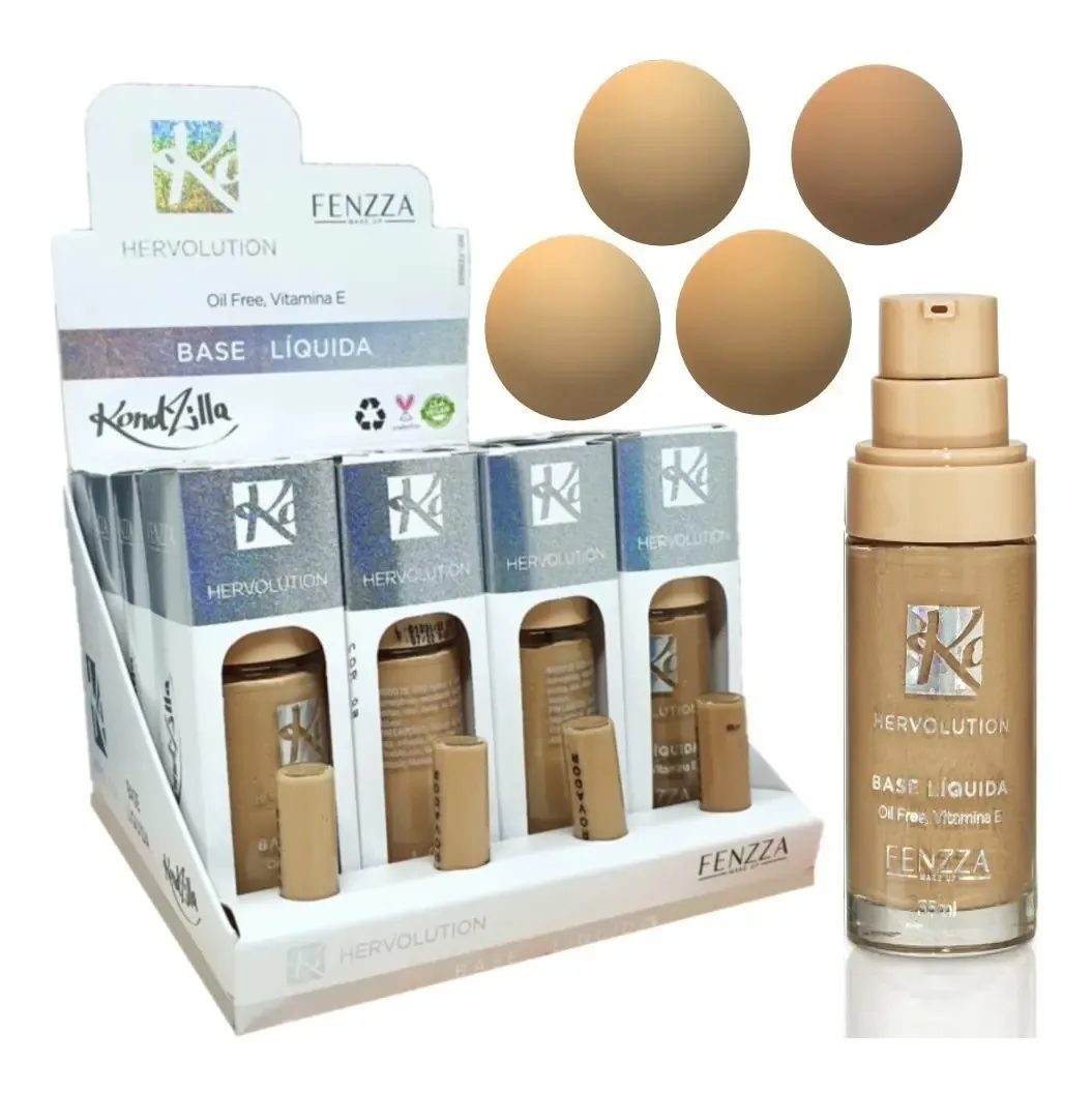 16 Bases de maquiagem líquida Fenzza Oil Free Vitamina Hervolution