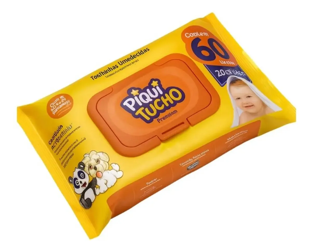 Toalhas Umedecidas Piquitucho Premium 60 Unidades