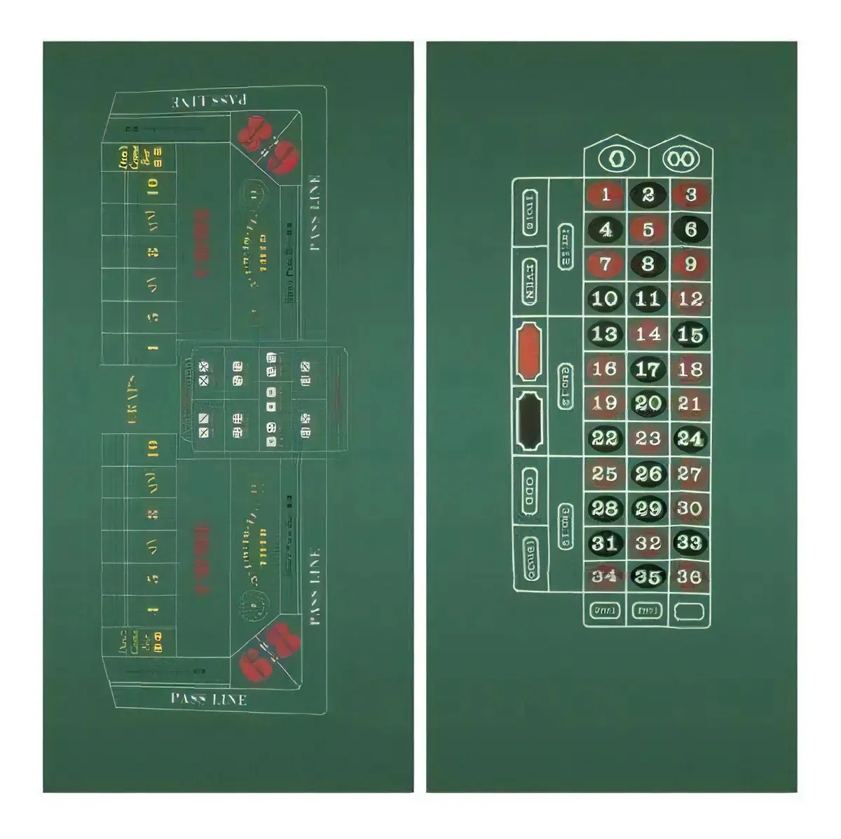 Da Vinci Craps & Roleta 2 Faces 36 Polegadas X 72 Polegadas Design De Cassino
