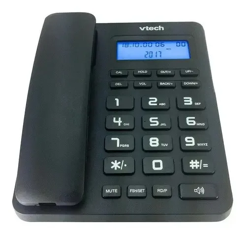 Identificador de chamadas telefônicas com fio Vtech Vtc500, viva-voz preto