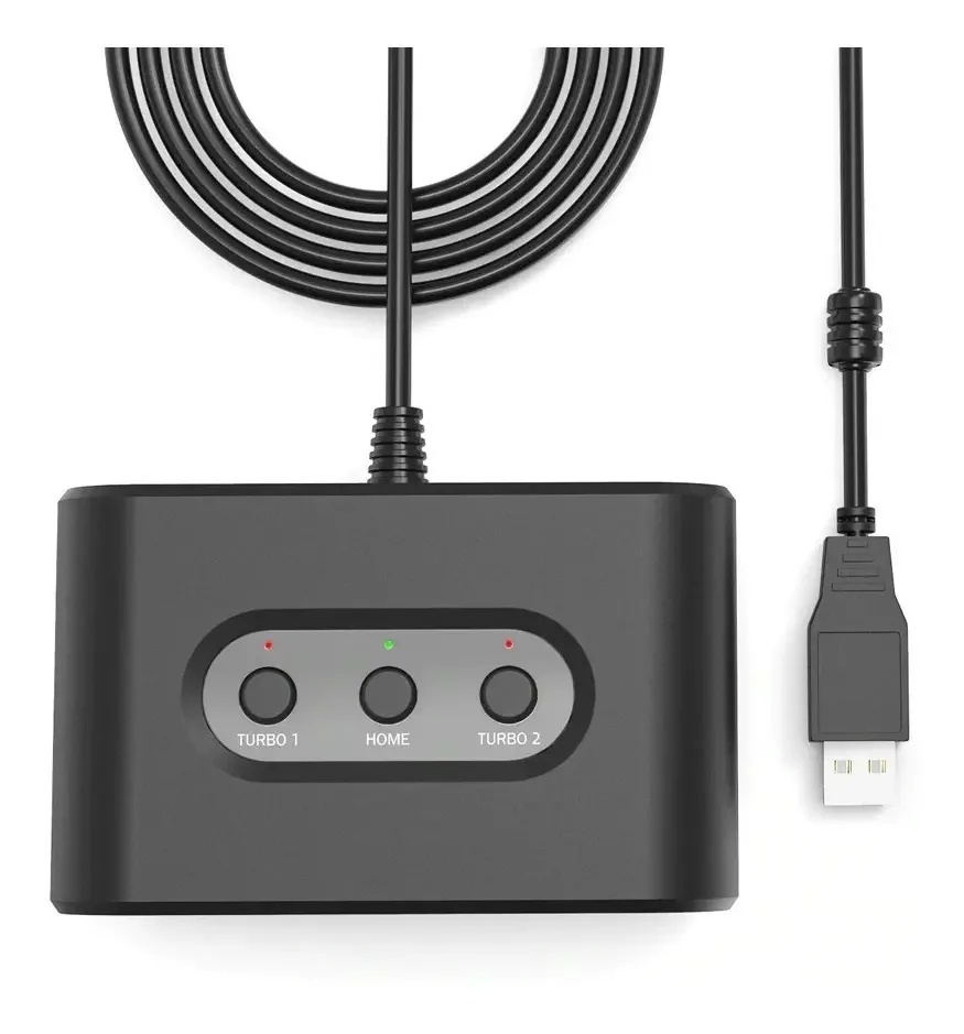 Adaptador Usb P/ 2 Controles N64 Nintendo 64 P/ Pc Dual N64 Cor Preto Liso