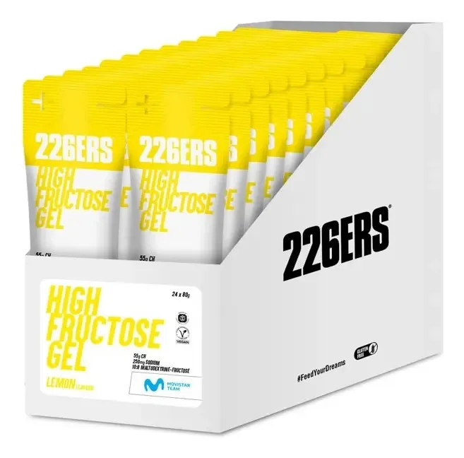 Gel Energético 226ers High Fructose Sabor Limão Vegano Caixa 24 Sachês