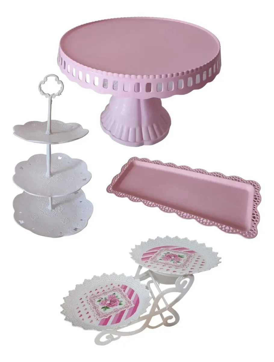 Conjunto de barras de chocolate (porta-bolos, bandejas, porta-copos para bolos) Cor rosa