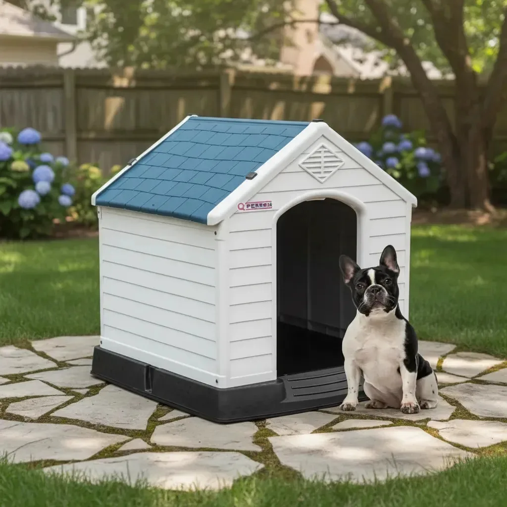 Casa para cães azul térmica e impermeável de raça pequena Q Perrón