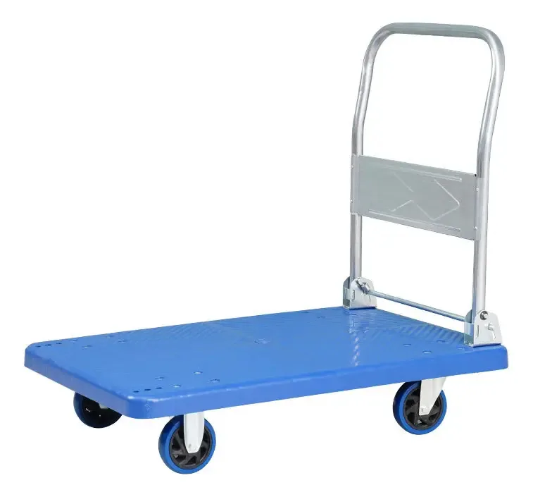 Carrinho de carga tipo plataforma dobrável comporta 500 kg