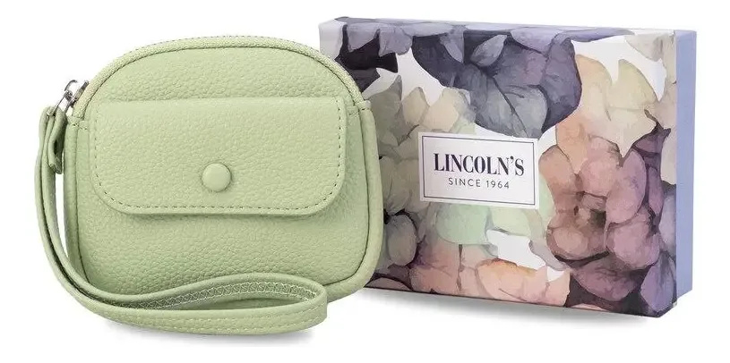 Bolsa de moedas Lincolns Lady Lincolns Sage Color e bolso com botão