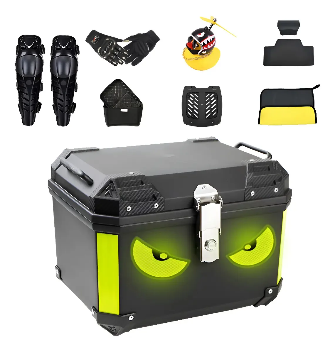Kit de porta-malas de motocicleta 45l, 1 luva para 1 joelheira, 6 peças pretas