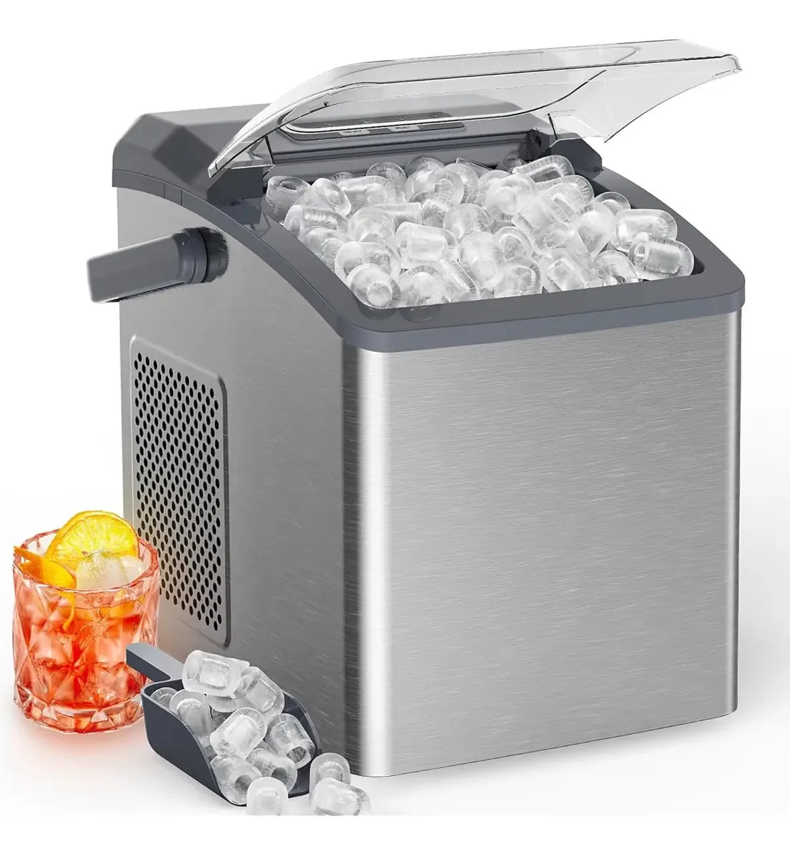 Máquina de gelo compacta, rápida e autolimpante