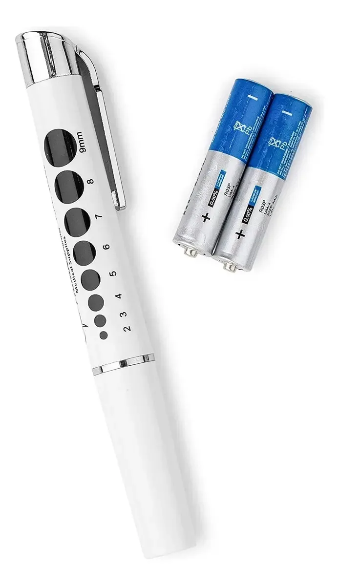 Caneta de diagnóstico LED com indicador de pupila branca