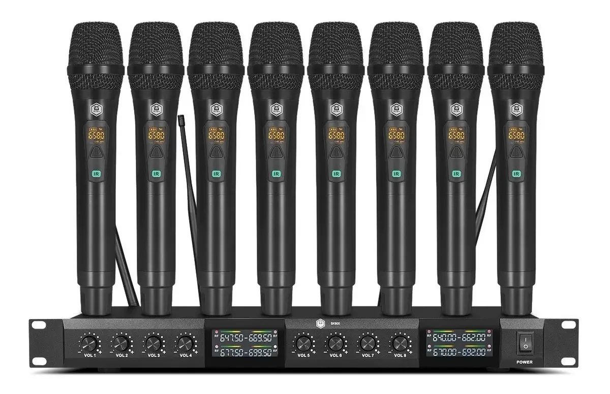 Microfones portáteis sem fio Winmix Set 8 UHF Sk800